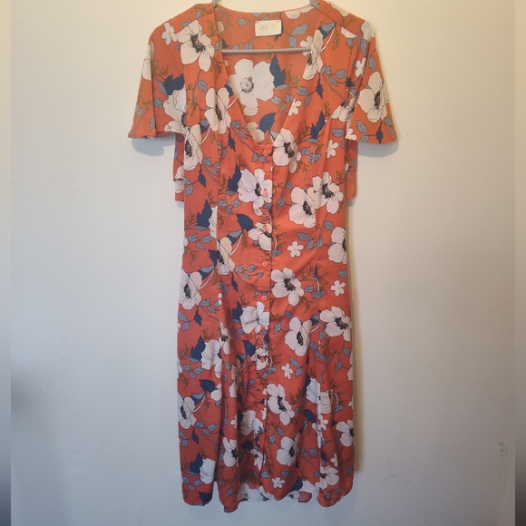 Regents Floral Midi Dress by London Rose Sz L - Picture 3 of 9